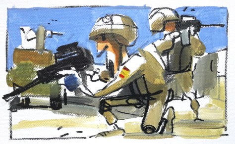 Soldados con Distintivo rojo. Misión: Recoger el cuerpo de un compañero caído.